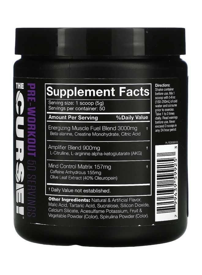 The Curse Pre-Workout Dark Grape Supplement 50 Servings