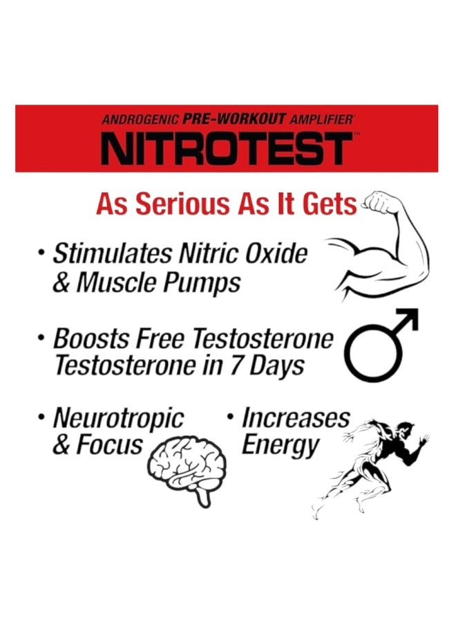 Nitrotest, Androgenic Pre-Workout Amplifier, Rocket Pop Flavour, 30 Servings