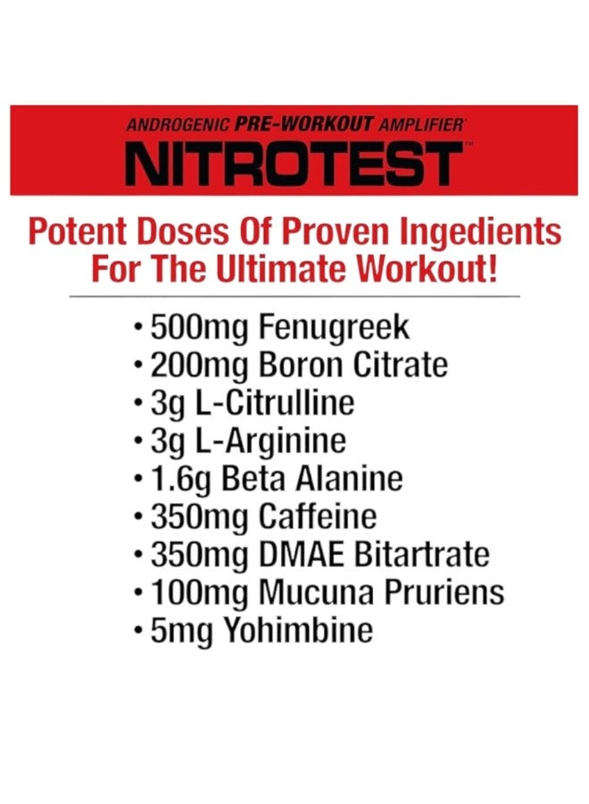 Nitrotest, Androgenic Pre-Workout Amplifier, Rocket Pop Flavour, 30 Servings