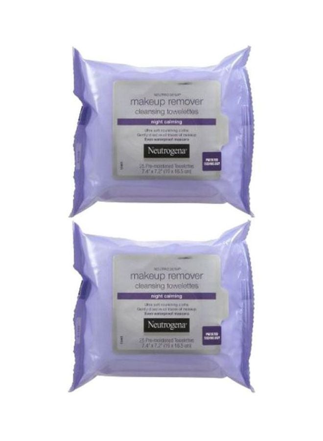 Pack Of 2 Night Calming Makeup Remover Cleansing Towelettes White