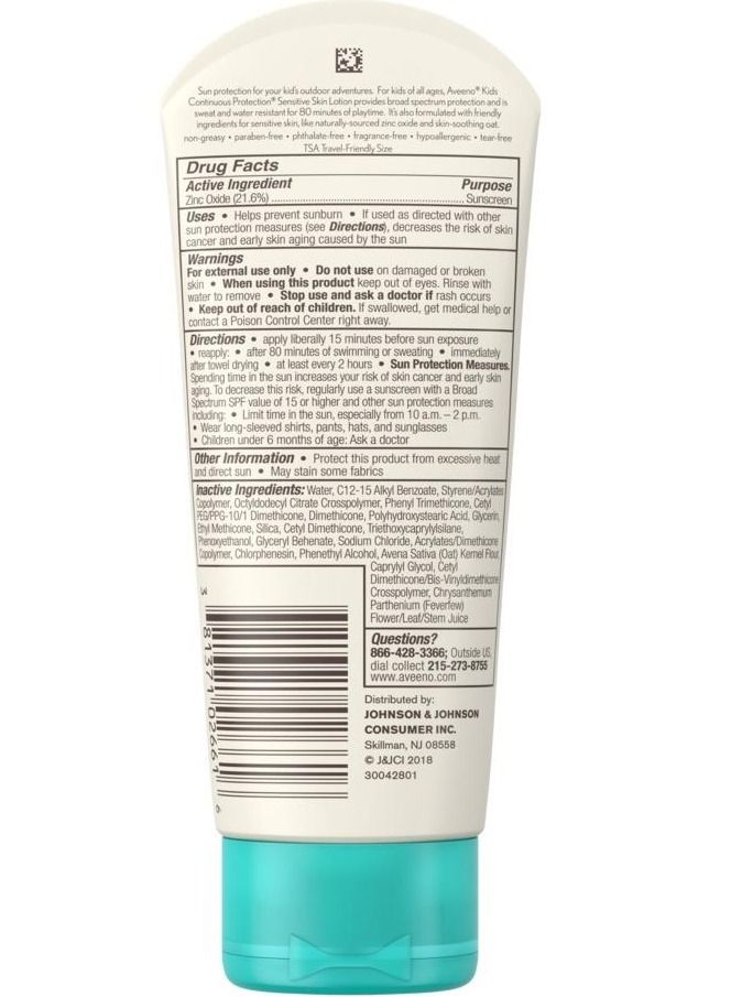 Aveeno Kid's Continuous Protection Zinc Oxide Mineral Sunscreen