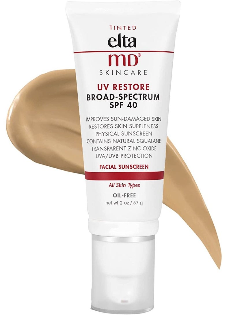 Elta MD UV Restore SPF 40 Anti Aging Face Moisturizer For Women 2 Oz Tube