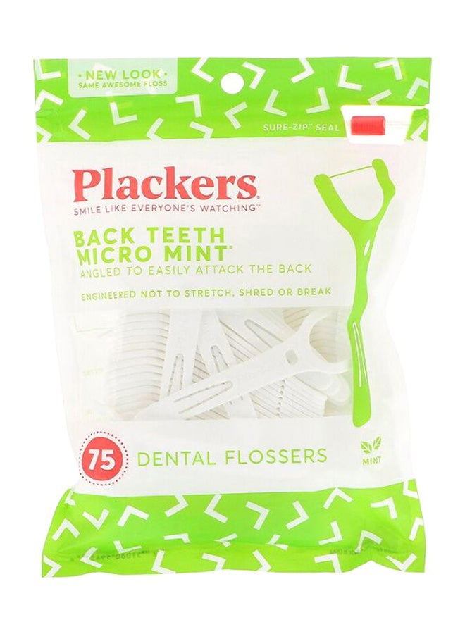 75-Piece Back Teeth Micro Mint Dental Flosser Set White