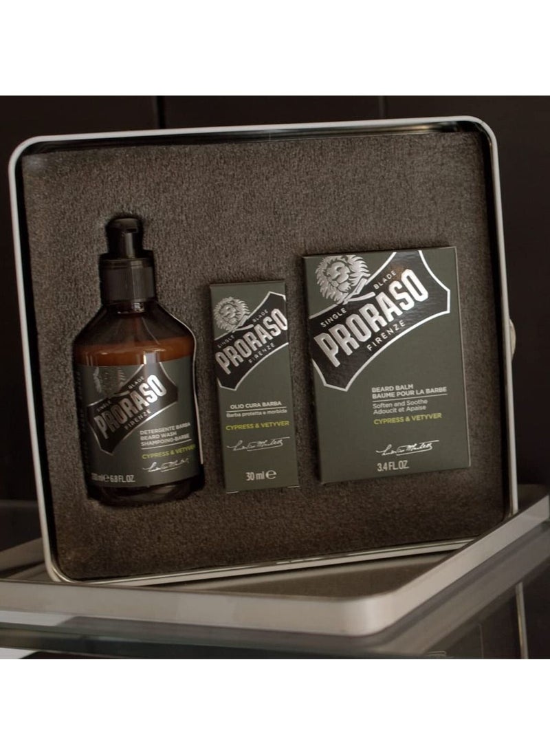 Proraso Cypress and Vetyver Beard Care 3 Piece Set