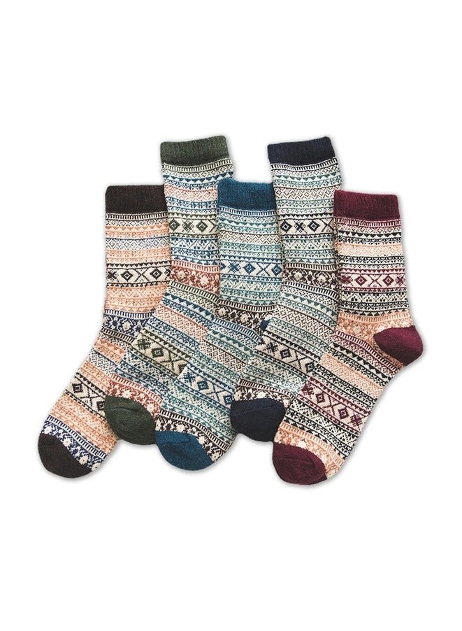 5 Pairs Winter Men's Socks Thicken Sheep's Wool Socks Warm Men Retro Style Colorful Fashion Man Socks