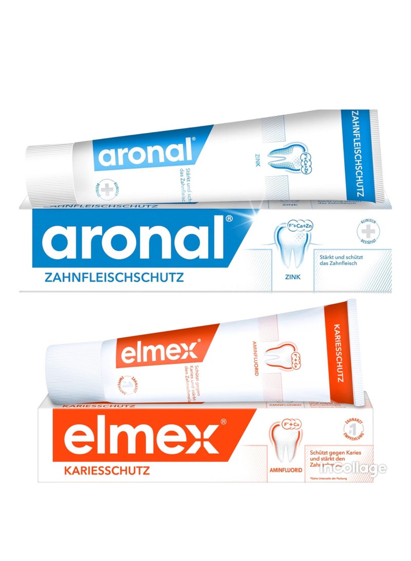 elmex toothpaste oral hygiene set (2 x 75 ml), 150 ml