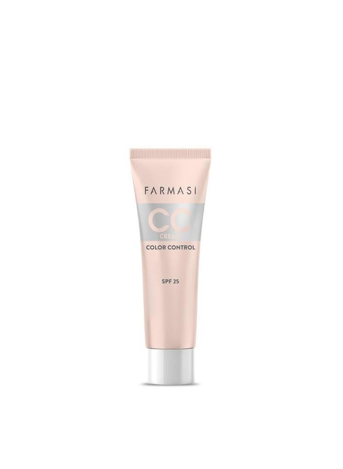 FARMASI CC Color Control Cream, Natural and Flawless Finish, Enriched Formula with Multimineral & Spf 25+, All-Day Hold, All Skin Types, 1 fl. oz, 01 Light (05 TAN, 30 ml)