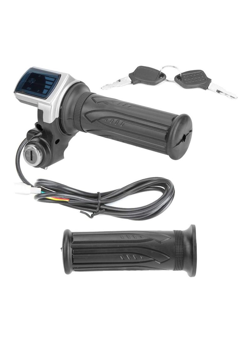 Throttle Grip, 36V Half-Twist Throttle with LED Power Indicator Key Lock for Electric Bikes Scooters