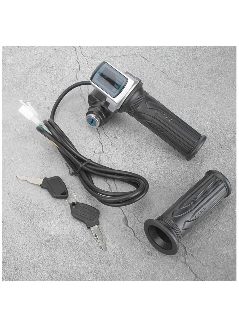 Throttle Grip, 36V Half-Twist Throttle with LED Power Indicator Key Lock for Electric Bikes Scooters