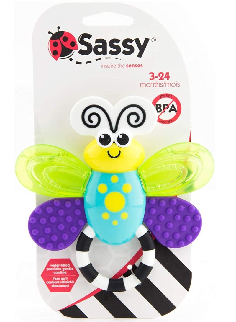 Sassy Flutterby Teether | Water-Filled Teether Soothes Gums | Variety Of Textures Massage Gums | For Ages 3 Months And Up (80106)