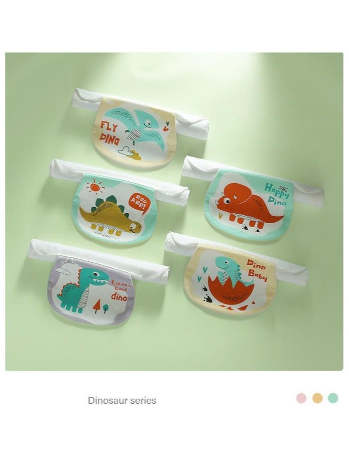 5 pieces of pack baby sweat-absorbent towel Cartoon baby sweat-absorbent towel breathable(Dinosaur series)