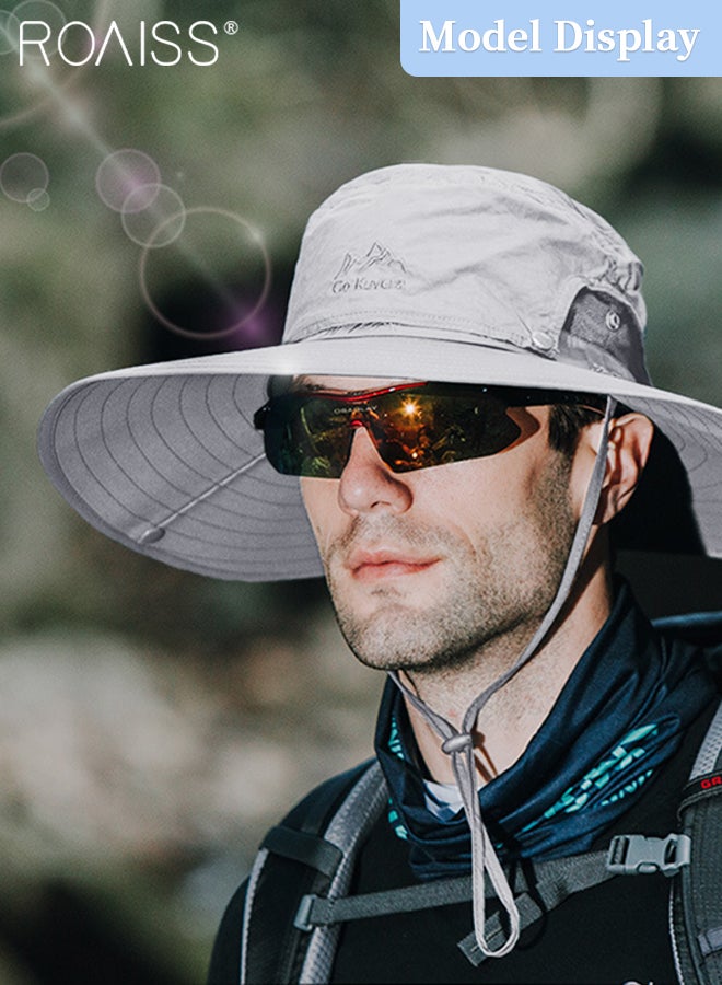 Breathable Wide Brim Fishing Hat with Removable Top UPF 50+ Anti-UV Water Resistant Tear-Resistant Sun Hat for Men & Women Adjustable Size with Chin Cord for Hiking Fishing Safaring
