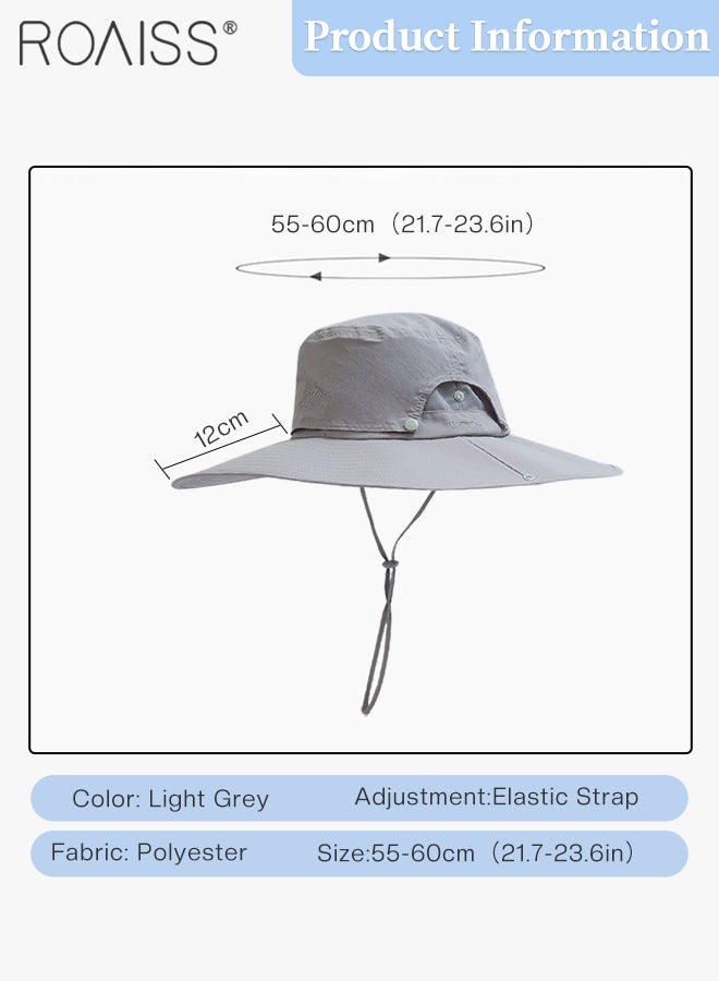 Breathable Wide Brim Fishing Hat with Removable Top UPF 50+ Anti-UV Water Resistant Tear-Resistant Sun Hat for Men & Women Adjustable Size with Chin Cord for Hiking Fishing Safaring