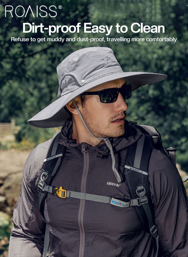 Breathable Wide Brim Fishing Hat with Removable Top UPF 50+ Anti-UV Water Resistant Tear-Resistant Sun Hat for Men & Women Adjustable Size with Chin Cord for Hiking Fishing Safaring