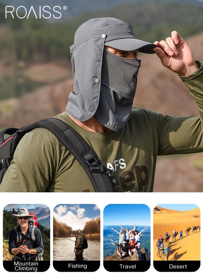 Detachable Fishing Hats with Shawl and Face Cover UPF 50+ Anti-UV Soft Foldable Breathable Quick-Drying Sun Hat for Men & Women Adjustable Size Hiking Climbing Outdoor Baseball Cap
