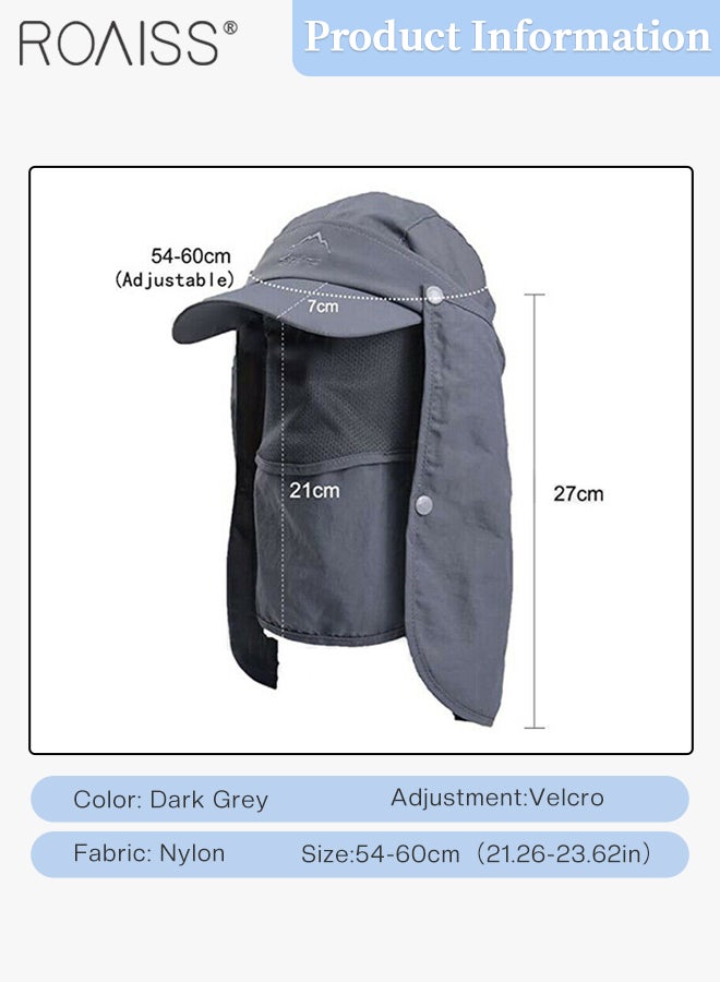 Detachable Fishing Hats with Shawl and Face Cover UPF 50+ Anti-UV Soft Foldable Breathable Quick-Drying Sun Hat for Men & Women Adjustable Size Hiking Climbing Outdoor Baseball Cap