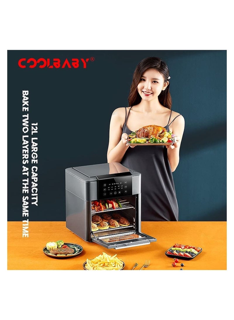 COOLBABY Domestic Large Capacity 12L Oil-free Electric Frying Pan for Air Fryer