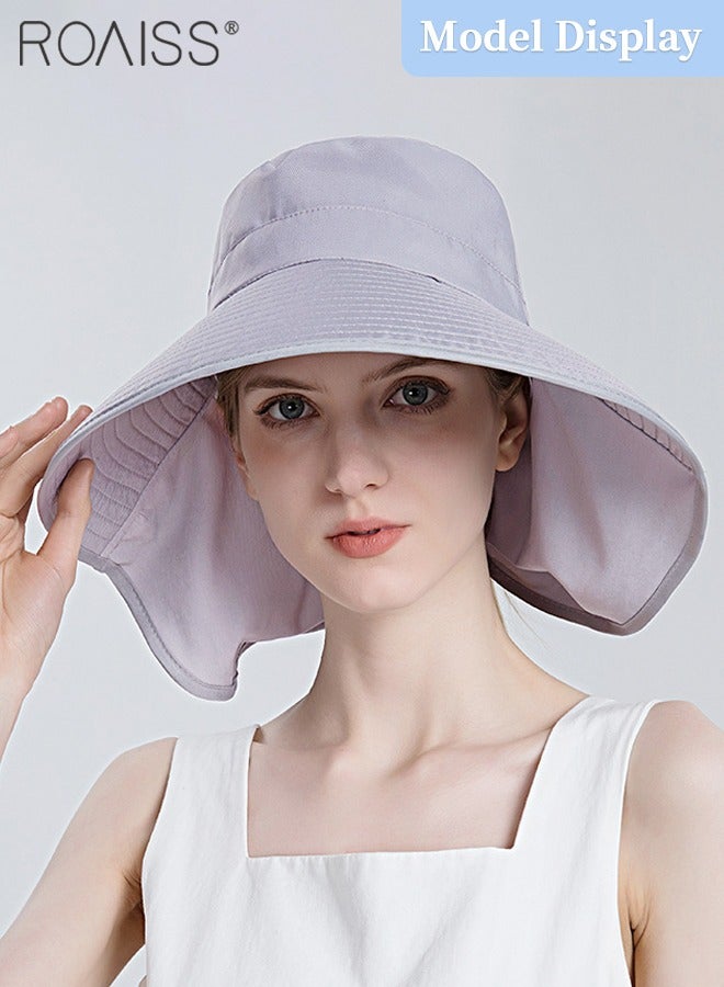 Large Brim Sun Hat with Shawl for Women with Ponytail Hole   Summer Sun Beach UV Protection Breathable Quick-drying Fisherman Cimbing Cap Outdoor Accessory