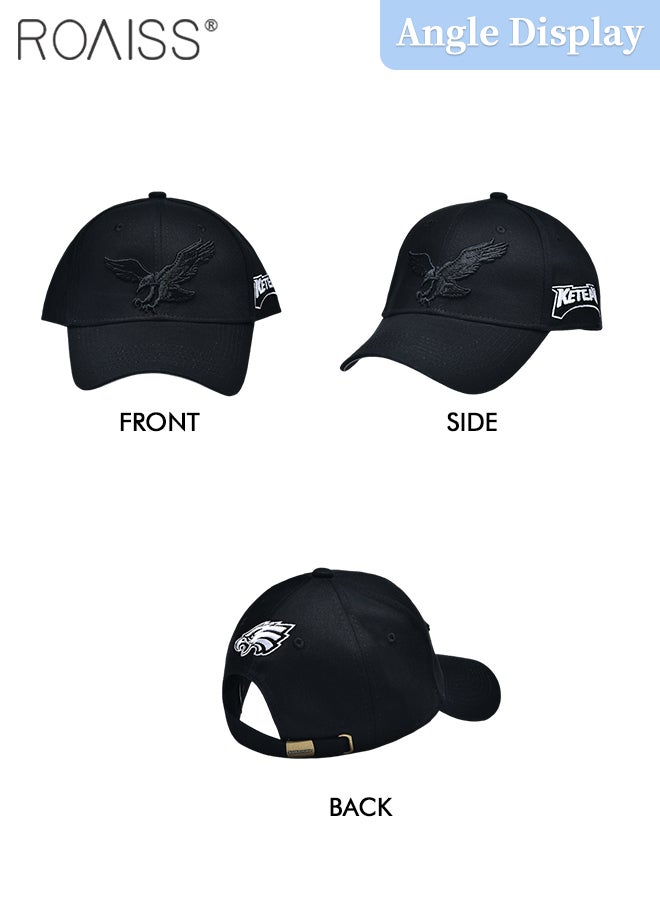 Eagle Embroidered Baseball Cap for Men Women, Adjustable Cotton Sun Hat Black One Size