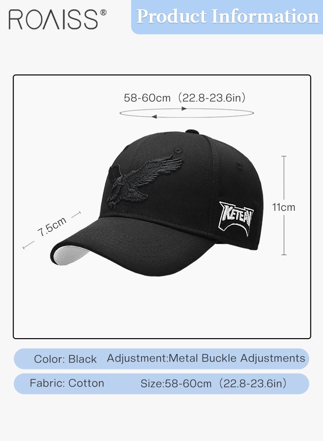 Eagle Embroidered Baseball Cap for Men Women, Adjustable Cotton Sun Hat Black One Size