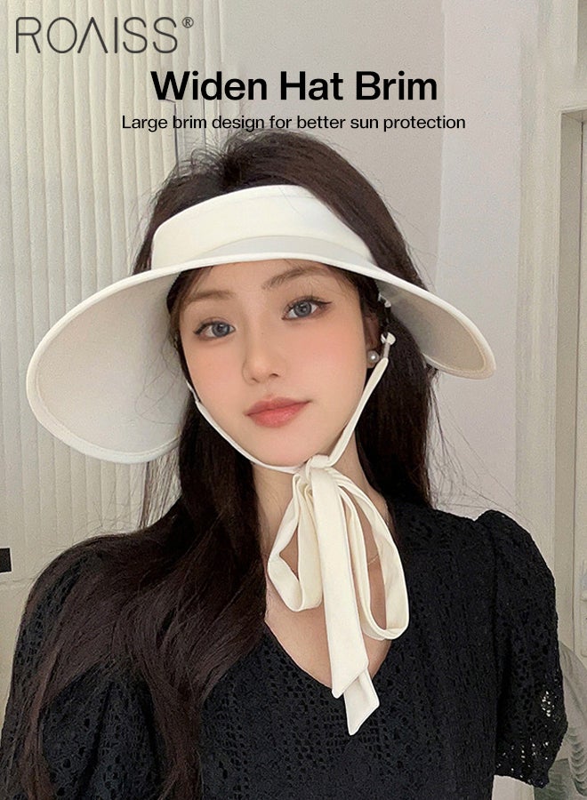 Rollable Wide Brim Sun Hat for Women Empty Top UPF50+ Sun Protection Outdoor Sports Cycling Beach Sun Cap with Strap Design Adjustable Size