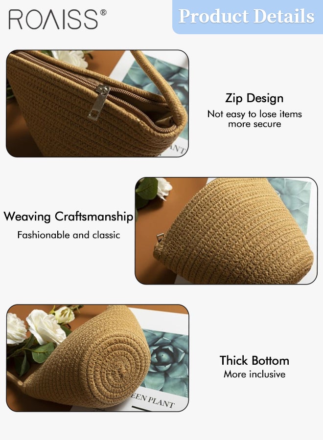 2 Pcs Straw Hat and Cotton Woven Bag Set Boho Style Bow Decor Straw Sun Hat Summer Floppy Beach Wide Brim Cap and Crossbody Vacation Beach Bag for Women