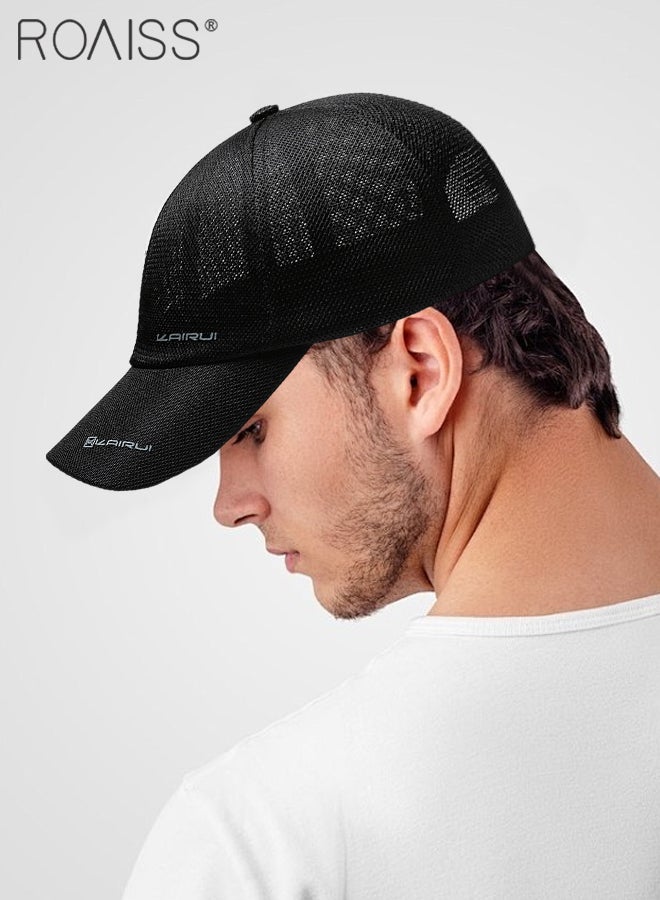 Summer Mesh Baseball Cap for Men Women Adjustable Breathable Cap Outdoor Sports Quick Dry Cool Running Hat Casual Trucker Hat Black