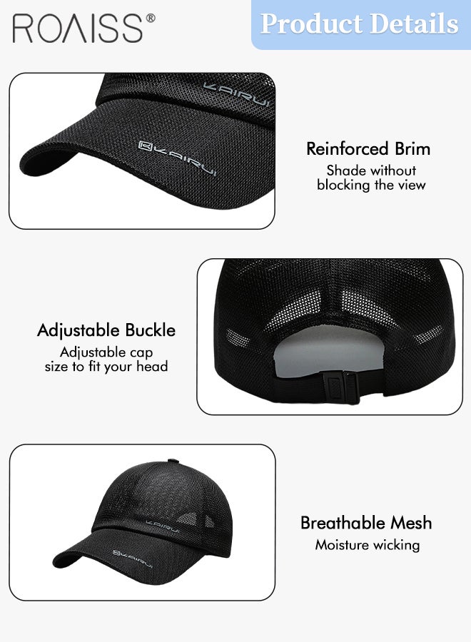 Summer Mesh Baseball Cap for Men Women Adjustable Breathable Cap Outdoor Sports Quick Dry Cool Running Hat Casual Trucker Hat Black