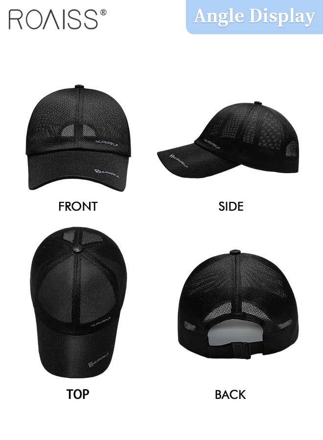 Summer Mesh Baseball Cap for Men Women Adjustable Breathable Cap Outdoor Sports Quick Dry Cool Running Hat Casual Trucker Hat Black