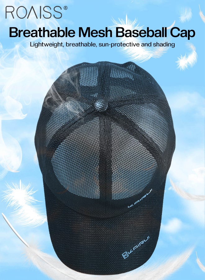 Summer Mesh Baseball Cap for Men Women Adjustable Breathable Cap Outdoor Sports Quick Dry Cool Running Hat Casual Trucker Hat Black