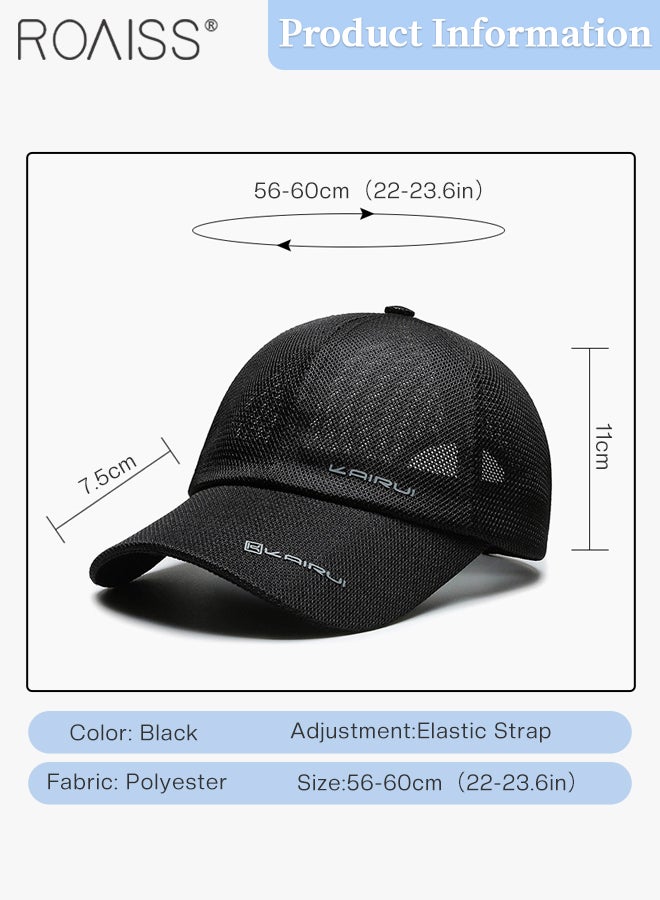 Summer Mesh Baseball Cap for Men Women Adjustable Breathable Cap Outdoor Sports Quick Dry Cool Running Hat Casual Trucker Hat Black