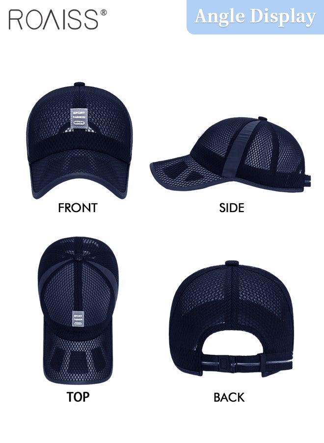 2 Pcs Summer Mesh Baseball Cap for Men Women Adjustable Breathable Cap Outdoor Sports Quick Dry Cool Running Hat Casual Trucker Hat White + Navy Blue