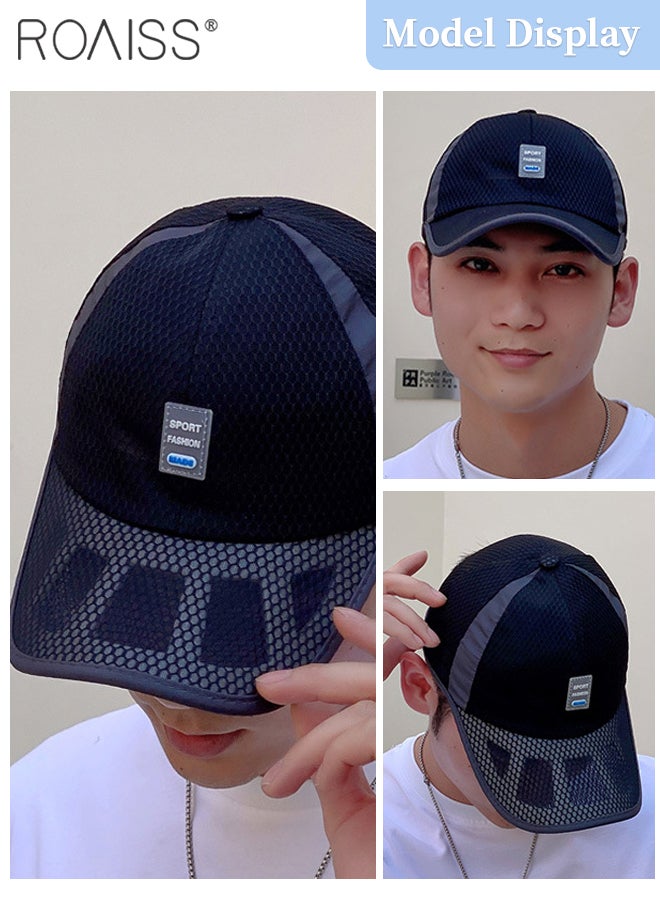 2 Pcs Summer Mesh Baseball Cap for Men Women Adjustable Breathable Cap Outdoor Sports Quick Dry Cool Running Hat Casual Trucker Hat White + Navy Blue