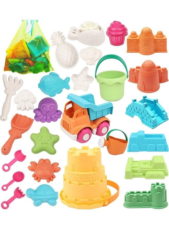 Beach Toy, 26PCS Kids Beach Sand Toys Set, Eco-Friendly Sand Toy, Reusable Sandbox Toys for Kids, With Pail Car Animals Castle and Other Tools Kit