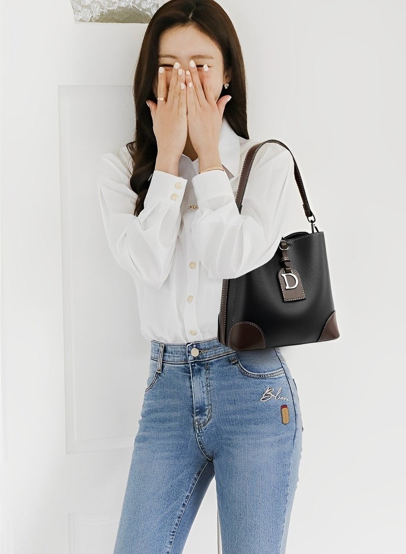 Niche Light Luxury Women's Bag High-end Texture Bucket Bag New Retro Fashion Shoulder Crossbody Bag