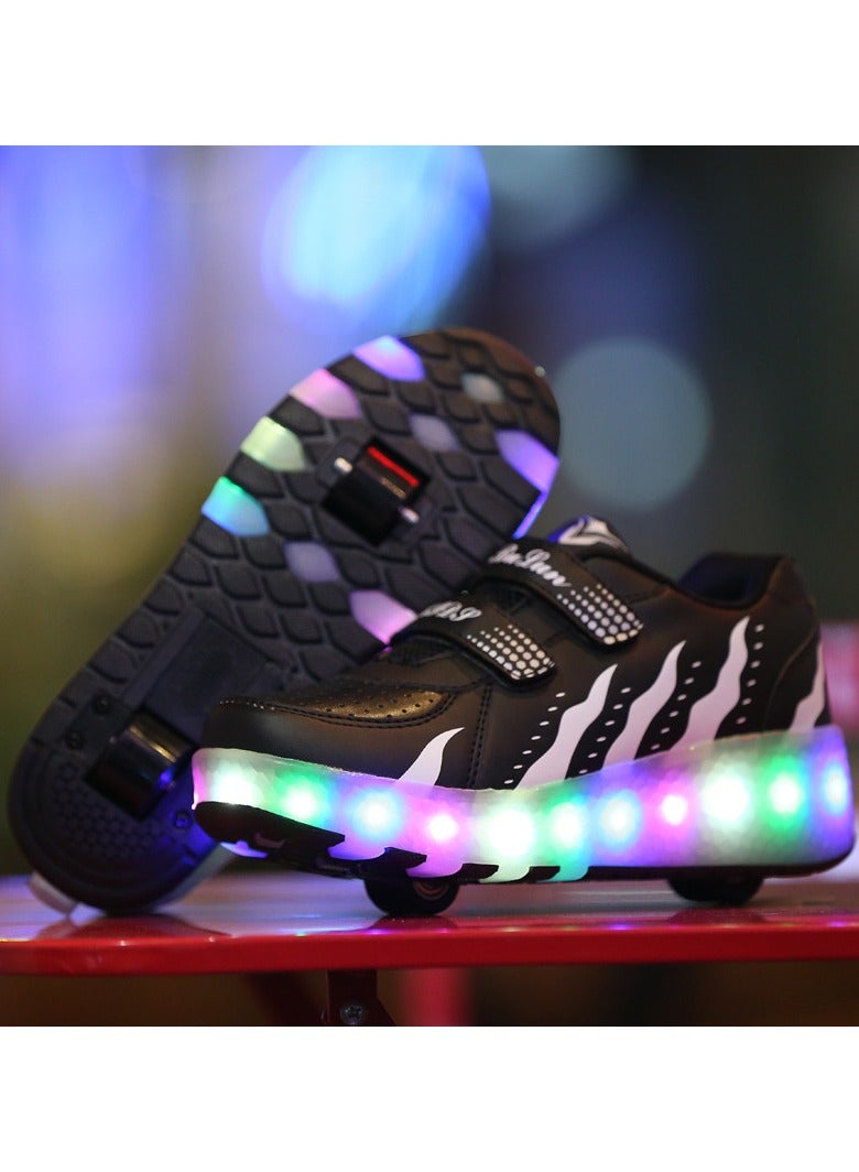 Children And Adults Dual Wheel Skates LED Light Shoes