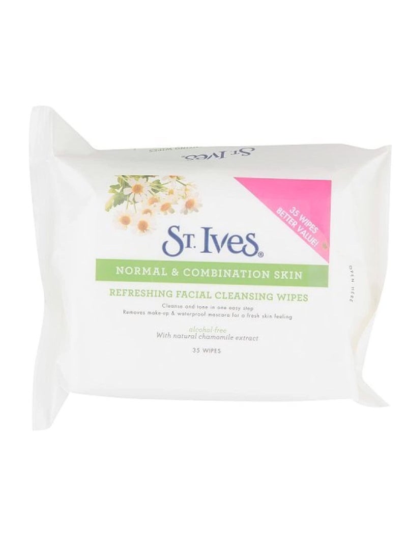 St Ives Facial Cleansing Wipes Normal and Combination Skin 35 Wipes