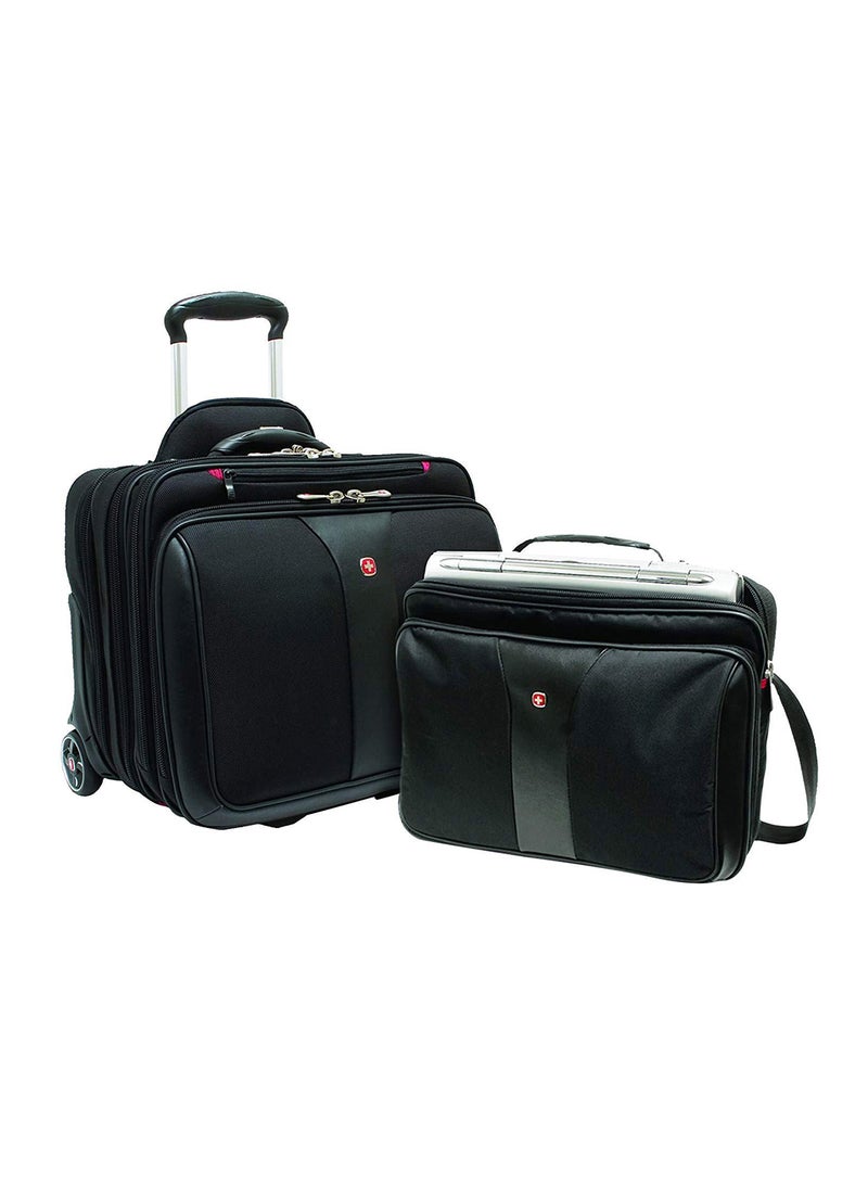 2-Piece Patriot Rolling Business Trolley Bag Set Black