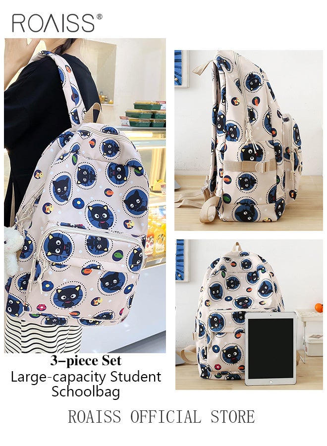 3 Piece Backpack Set In the Same Color Large Capacity Design with Stylish Pattern Print Practical Backpack Combination for Students Including Backpack Insulated Tote Bag Pencil Case