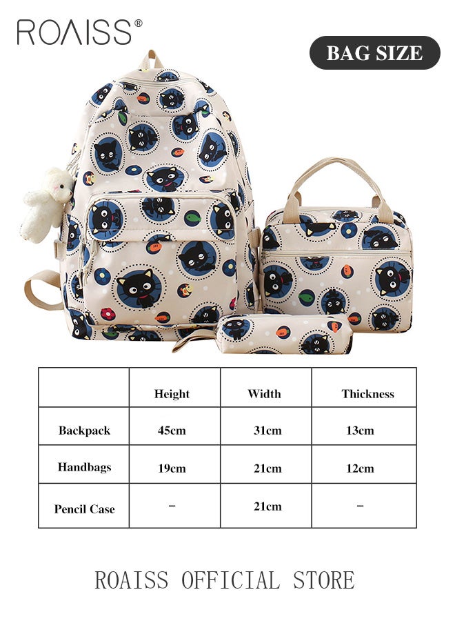 3 Piece Backpack Set In the Same Color Large Capacity Design with Stylish Pattern Print Practical Backpack Combination for Students Including Backpack Insulated Tote Bag Pencil Case