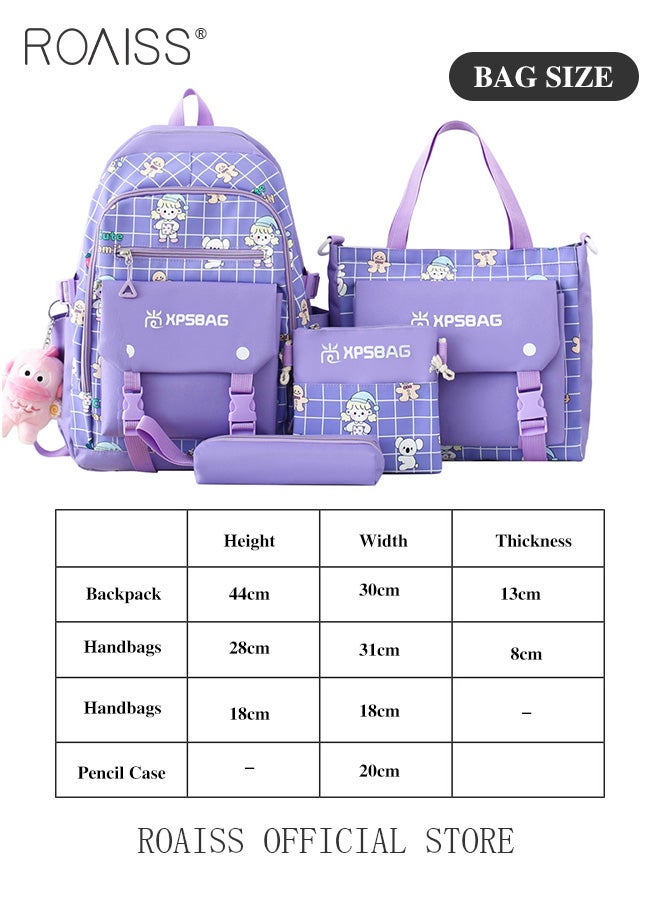 4 Piece Backpack Set In the Same Color Large Capacity Design with Stylish Pattern Print Practical Backpack Combination for Students Including Backpack Handbags Crossbody Bag Pencil Case