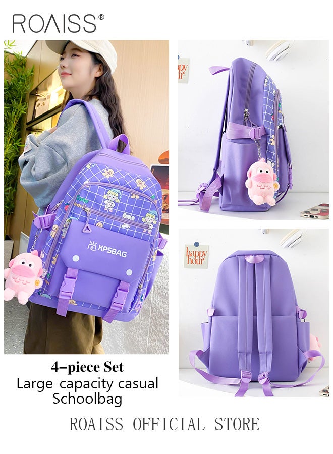 4 Piece Backpack Set In the Same Color Large Capacity Design with Stylish Pattern Print Practical Backpack Combination for Students Including Backpack Handbags Crossbody Bag Pencil Case