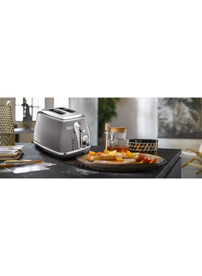 2-Slice Icona Metallics Toaster 900.0 W CTOT2003.GY Grey/Silver