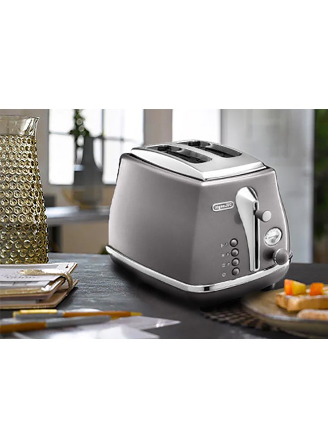 2-Slice Icona Metallics Toaster 900.0 W CTOT2003.GY Grey/Silver