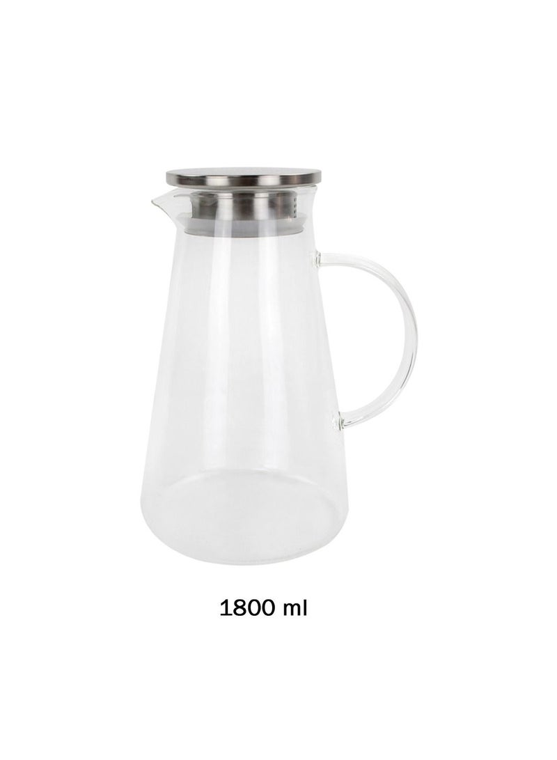 Modern Design Borosilicate Glass Pitcher 1.6 LT with Stainless Steel Lid Water Pitcher by Home Smart