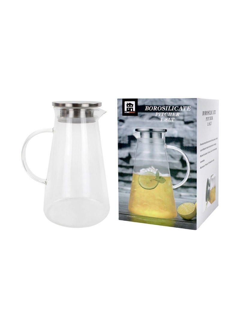 Modern Design Borosilicate Glass Pitcher 1.6 LT with Stainless Steel Lid Water Pitcher by Home Smart