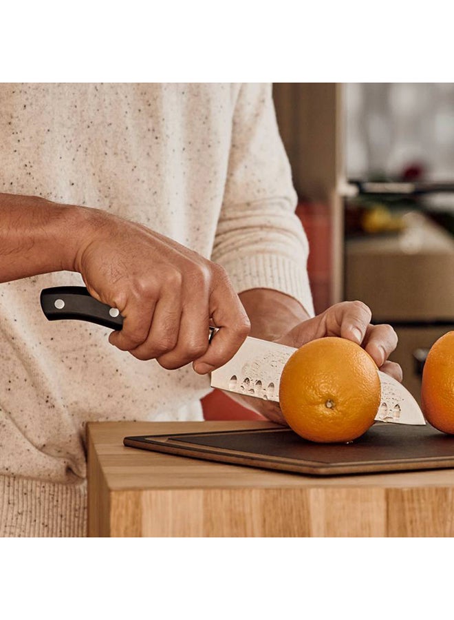 Grand Maitre Santoku Fluted Edge Knife Black