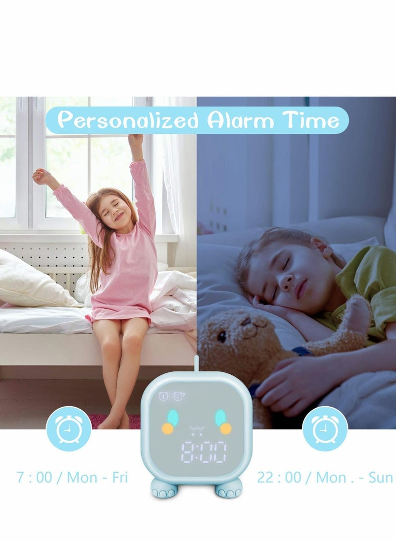 Kids Alarm Clock, Digital Alarm Clock for Kids Bedroom, Cute Dinosaur Bedside Clock Children's Sleep Trainier, Wake Up Light & Night Light with USB Alarm Clock for Boys Girls Birthday Gifts (Green)