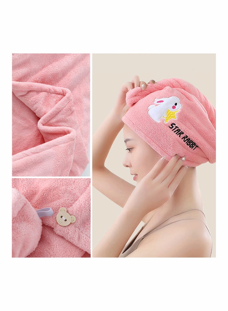 Hair Drying Towel Microfiber Wrap with Buttons Super Absorbent Twist Turban Shower Gift for Kids and Women (3pcs-Single Layer)