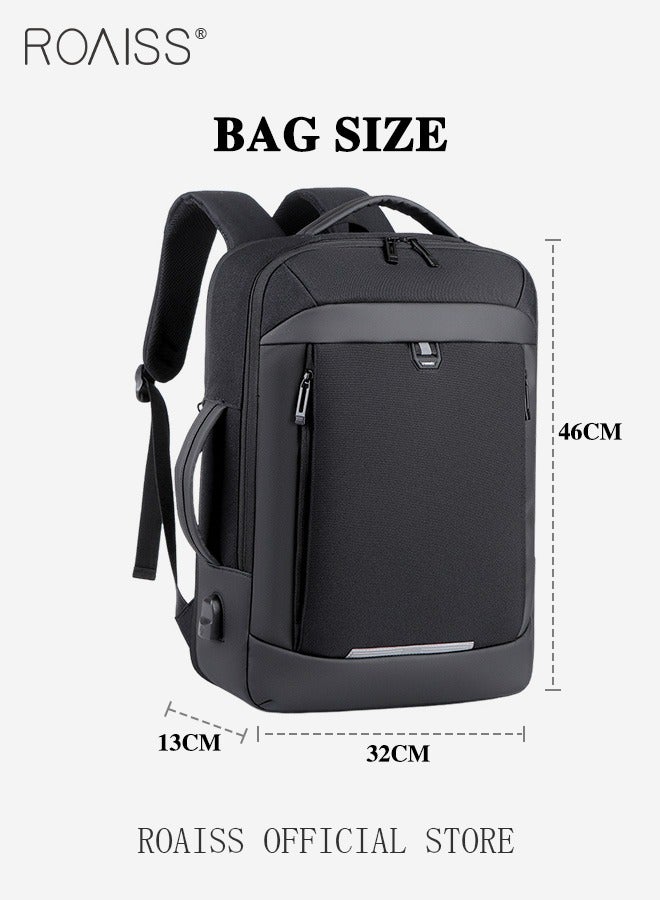 Fits 17 Inch Laptop Backpack Business Backpack 3 in 1 Scalable Capacity College Bookbag For Work School Travel Flight with USB Port Waterproof Casual Computer Daypack for Men Black